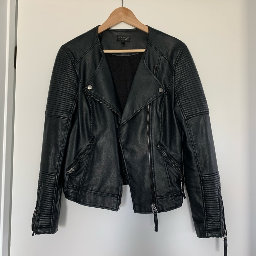 Topshop Faux Leather Moto Jacket